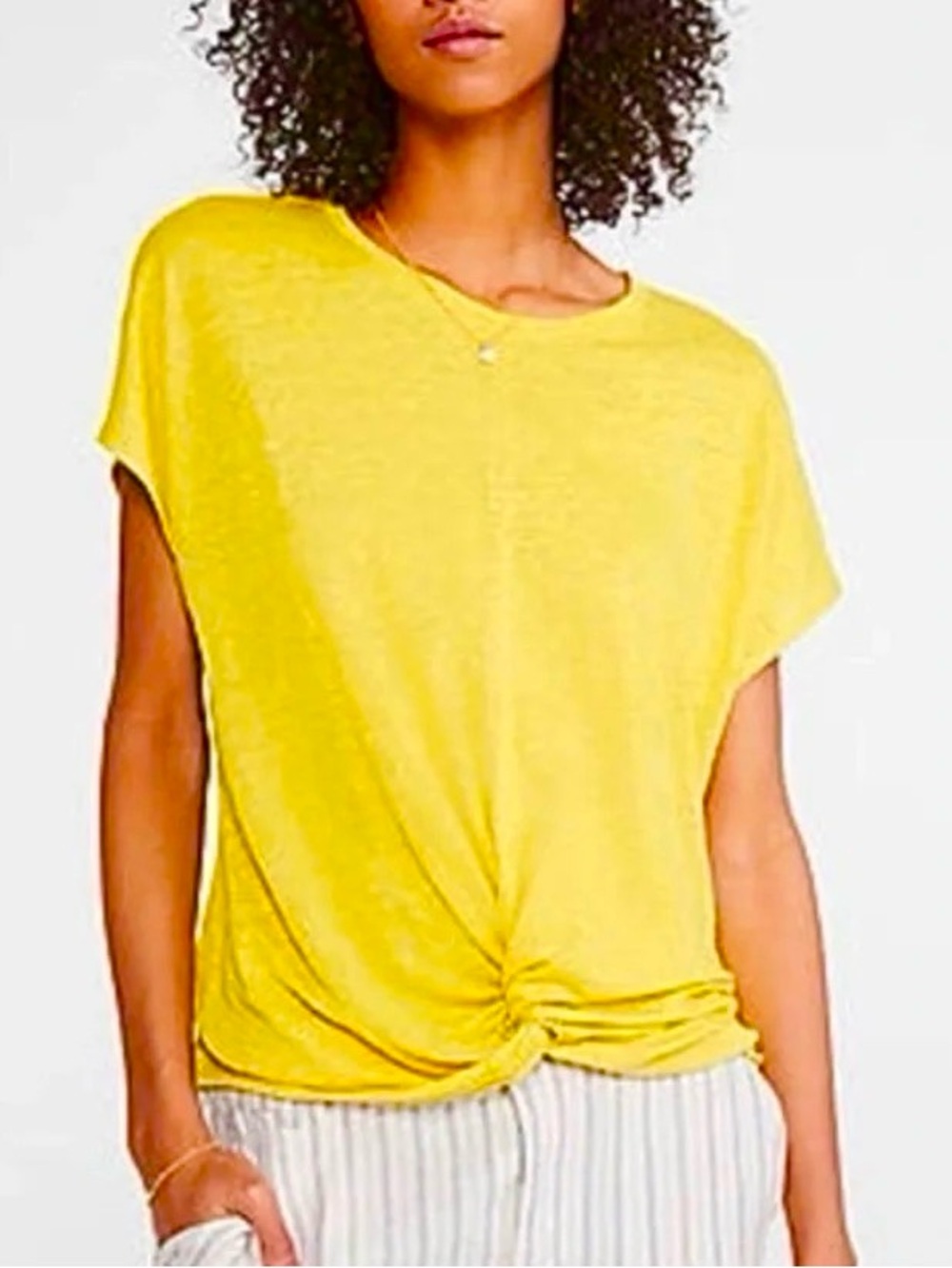 Lou & Grey Sunny Yellow Twist-Front Short Sleeve Tee